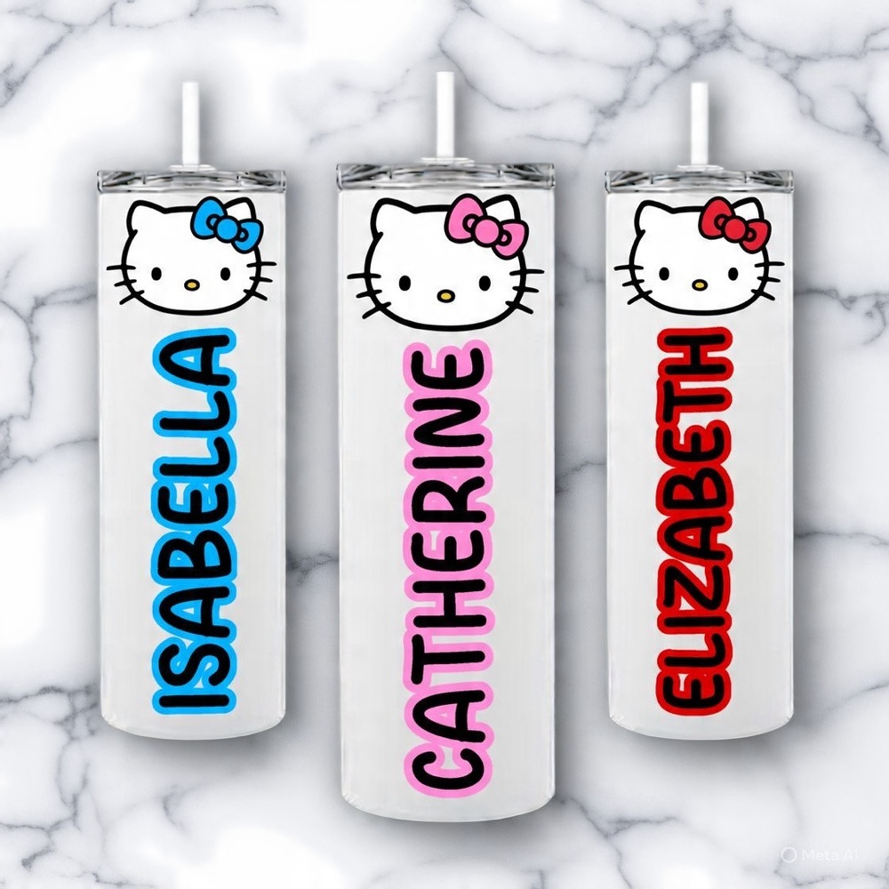 NWT Hello Kitty Custom Name Tumbler – Skinny Frosted/White – 20oz/18.5oz
